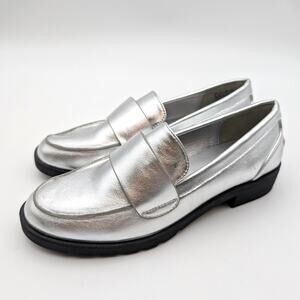 Kenneth Cole Reaction Fern Slip On Loafer Shoes Women's Silver Size US6 EU36